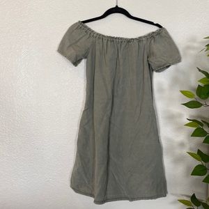 AG Off Shoulder Dress Olive Green | S